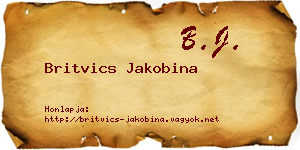 Britvics Jakobina névjegykártya